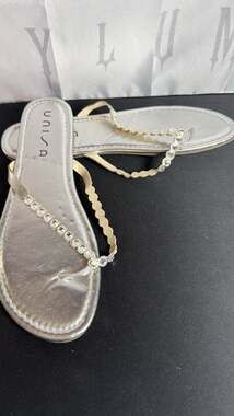 UNISA $50 - Women's 11M -Balti Silver Transparent Sandals Rhinestones - Defects